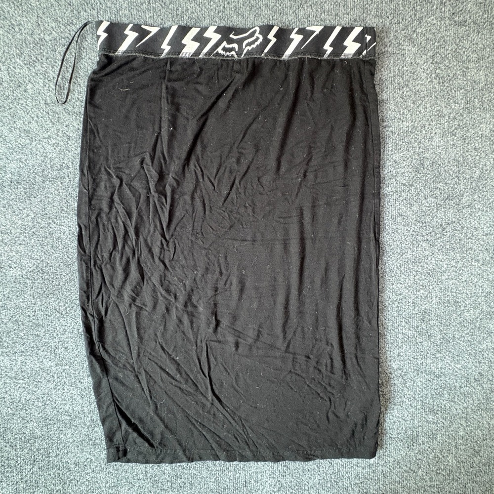 Fox Black Midi Skirt with Logo Waistband